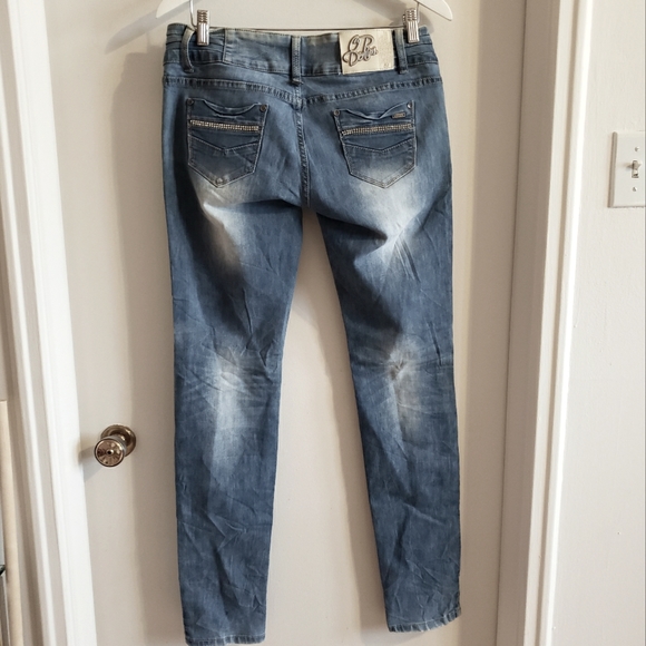Original Denim Distressed Rhinestone Faded Jeans Women Size 42 eur - Picture 2 of 12